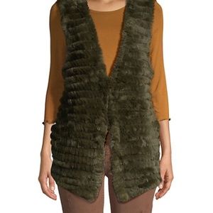 Adrienne Landau Quilted Rabbit Fur Vest